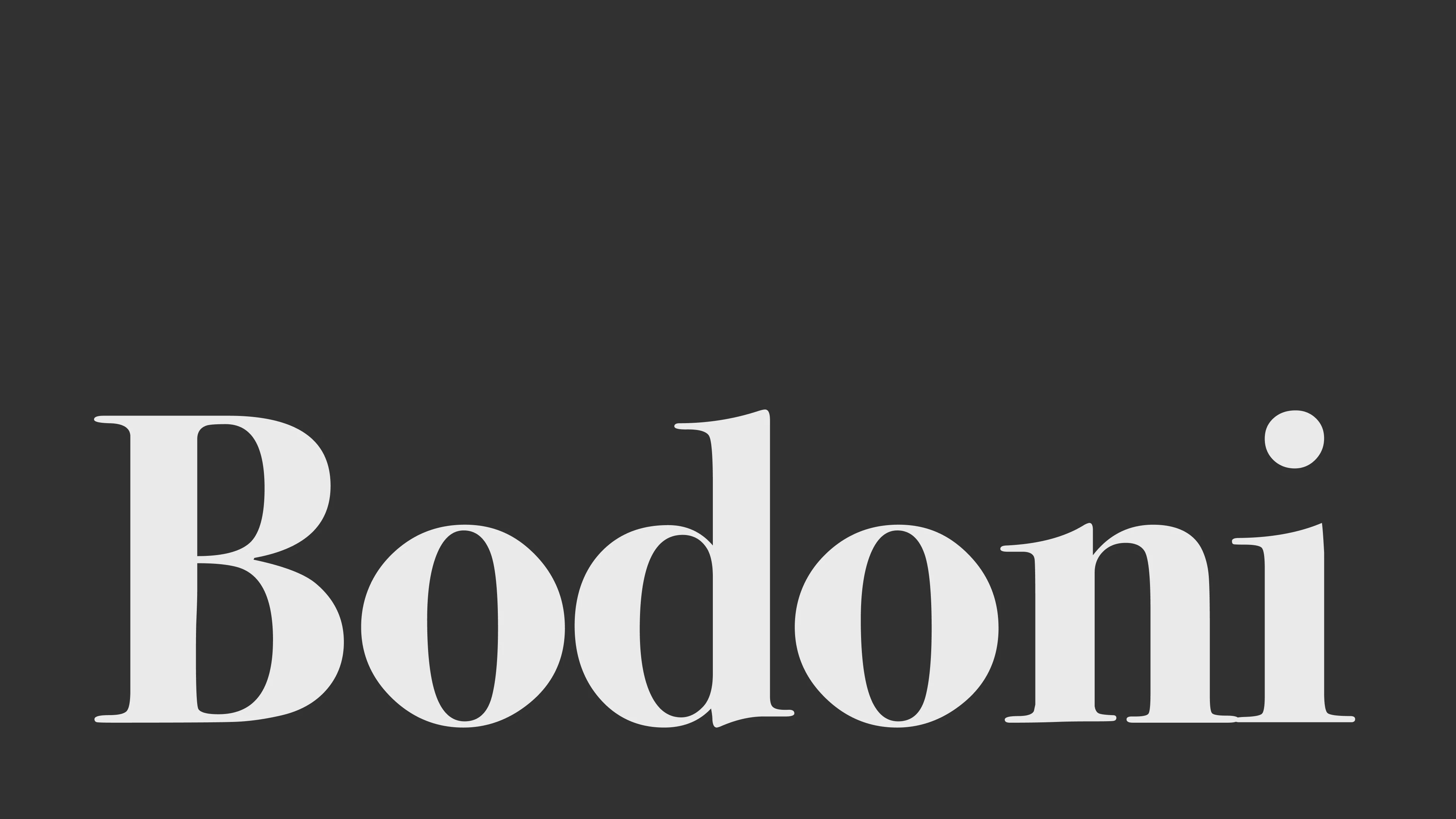 Letra BODONI sobre fondo negro