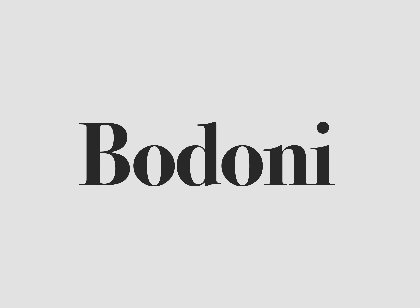 Texto BODONI en negro sobre fondo banco