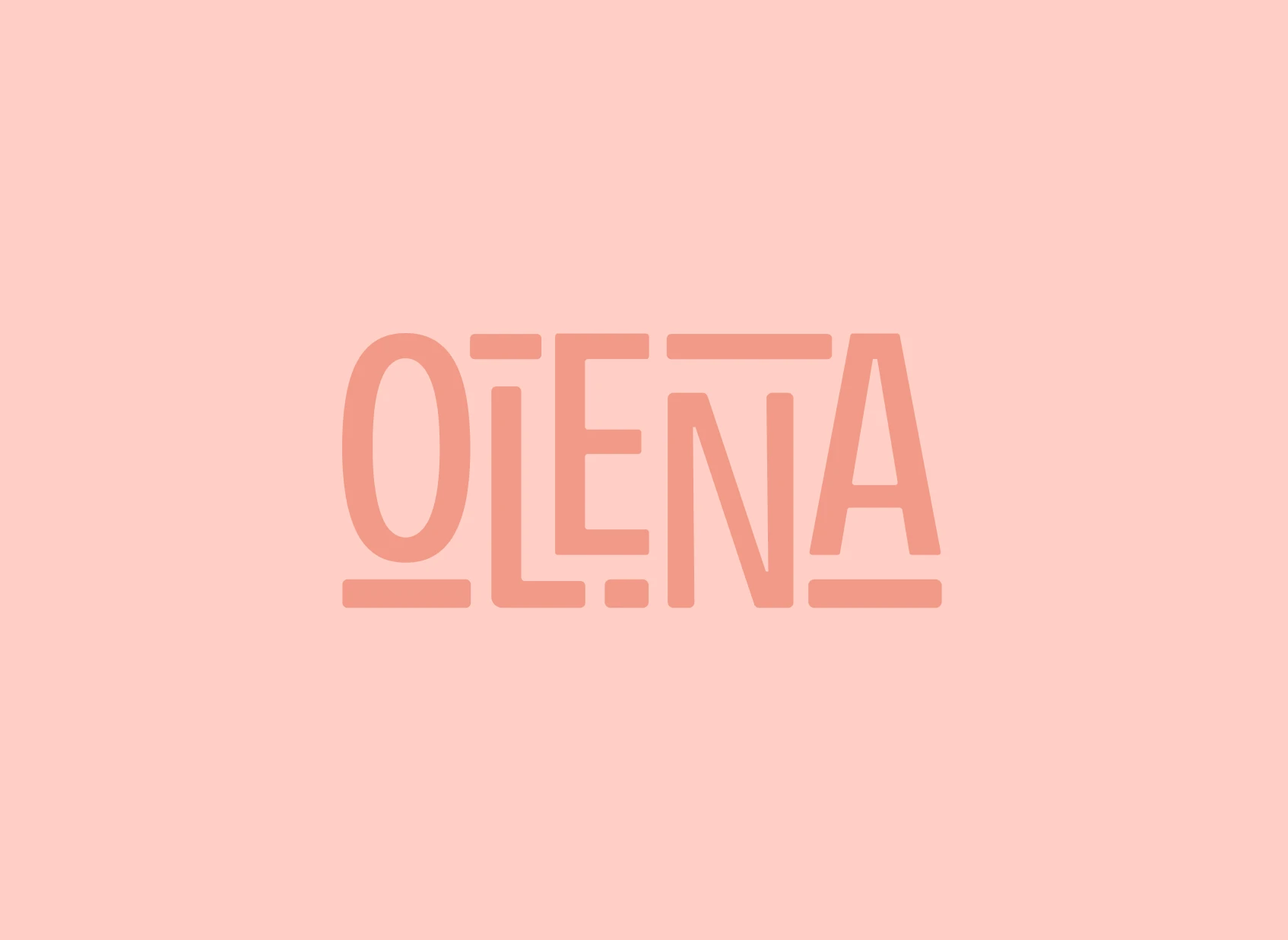 Letras logotipo OLENA en colores rojizos