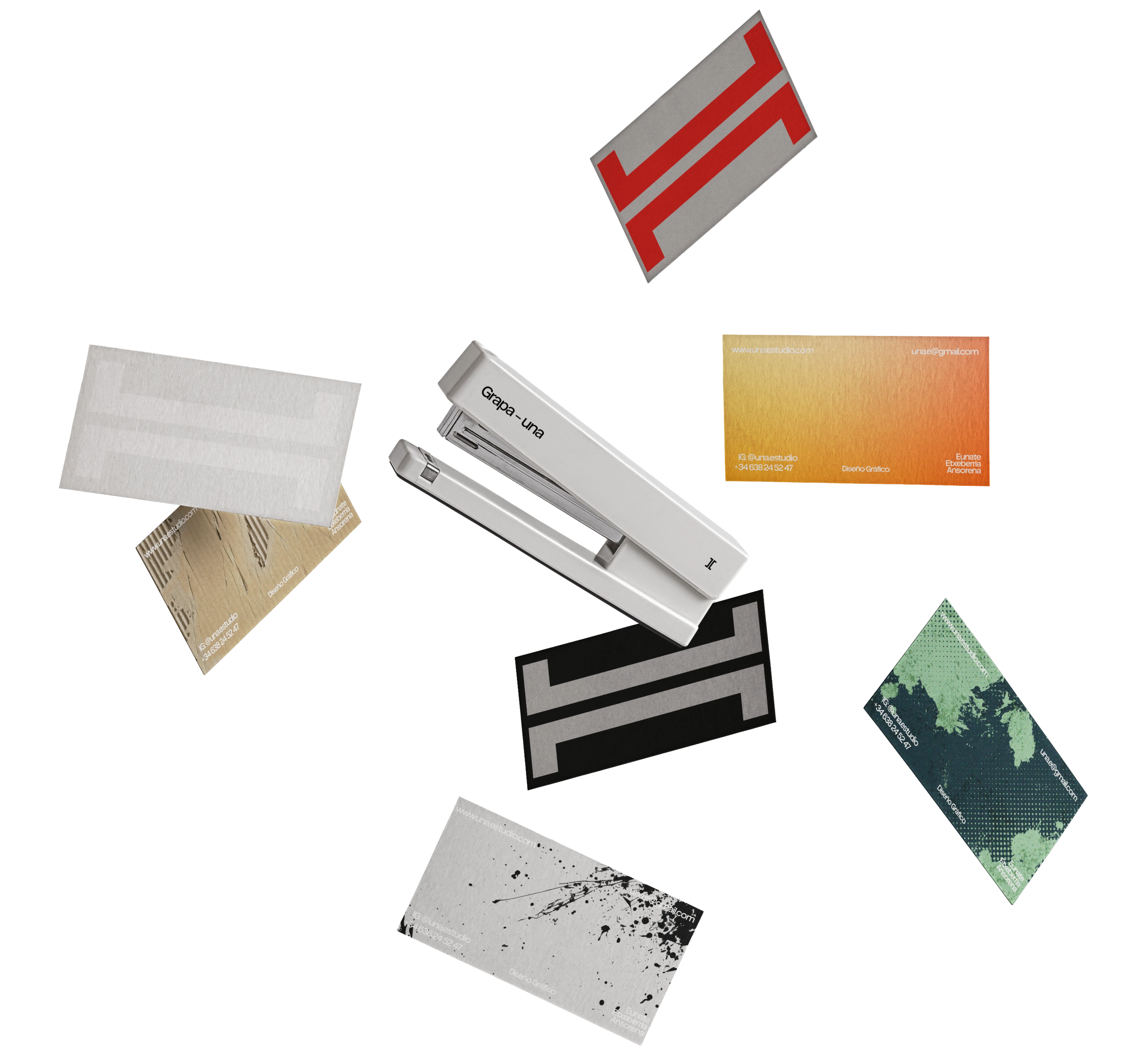 Diferentes tarjetas de visita flotando