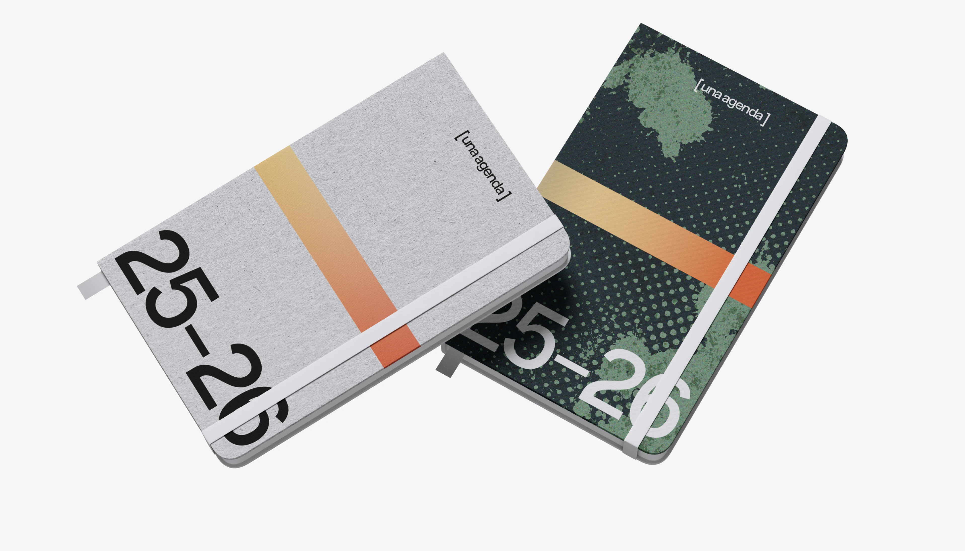 Dos agendas flotando con texto 25-26